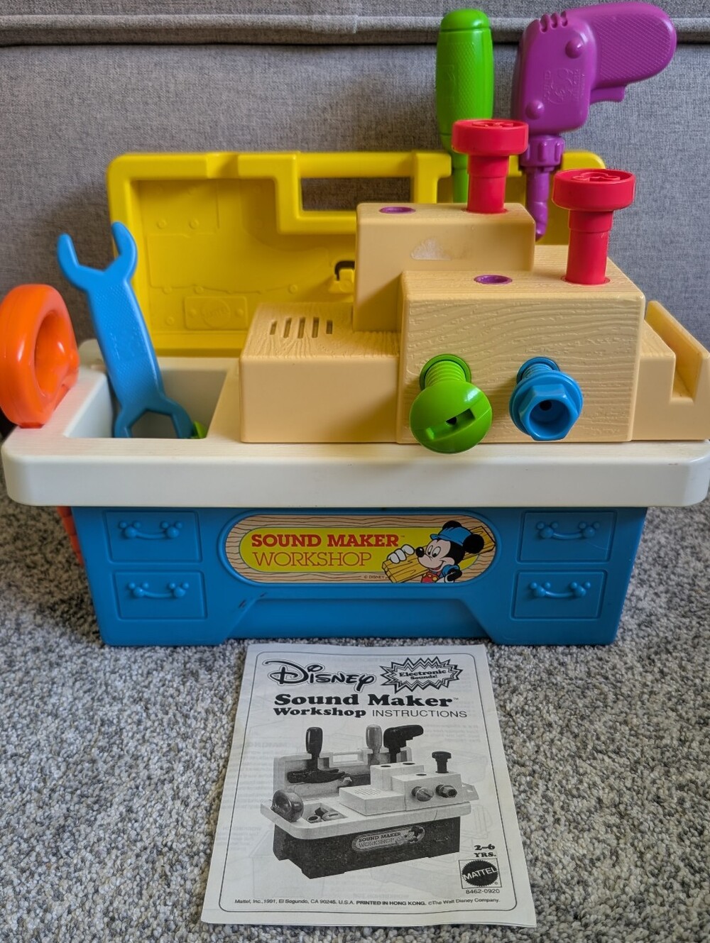 Vintage 1991 Mattel Disney Sound Maker Workshop Mickey Mouse Toy Tested/Works